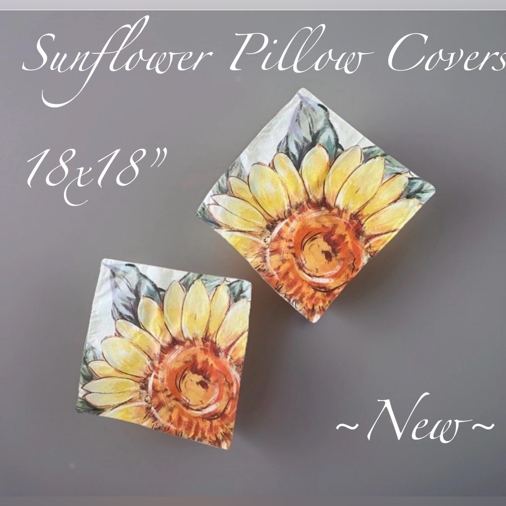 Sunflower Print Set of 2 18x18” Pillow Covers 🌻🆕🌻